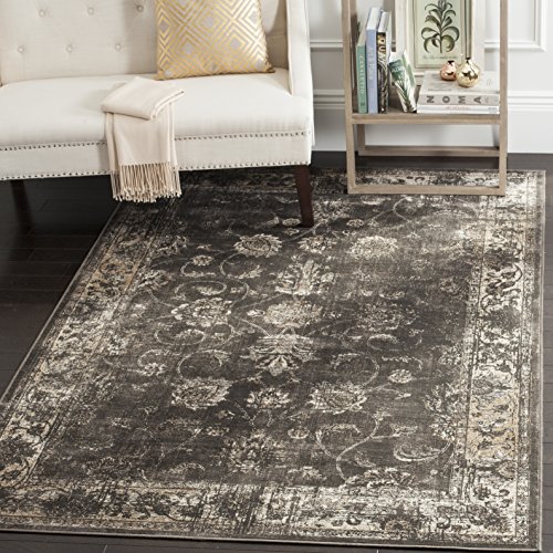 SAFAVIEH Vintage Collection 5'3" x 7'6" Soft Anthracite VTG117 Oriental Distressed Premium Viscose Area Rug