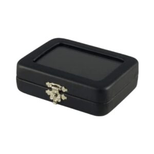 Novel Box Black Leatherette Glass Top Gem Box Loose Stone Jewelry Case Display with ClaspReversible Pad - White & Black