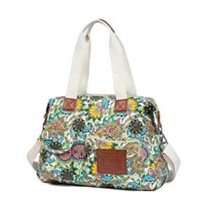 malirona canvas shoulder bag travel handbag women top handle satchel crossbody purse floral design