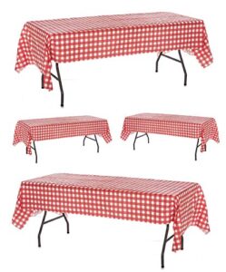 oojami pack of 4 plastic red and white checkered tablecloths – 4 pack – picnic table covers