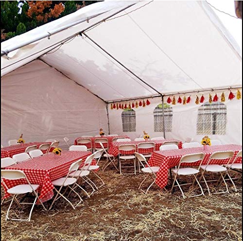 Oojami Pack of 4 Plastic Red and White Checkered Tablecloths - 4 Pack - Picnic Table Covers