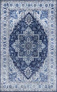 momeni karachi area rug, 3’6″ x 5’6″, blue