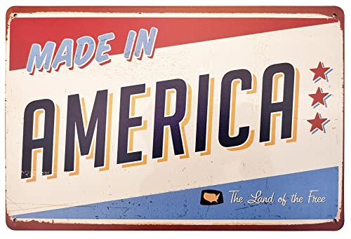 ERLOOD Made in America Retro Metal Vintage Tin Sign 12 x 8