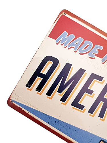 ERLOOD Made in America Retro Metal Vintage Tin Sign 12 x 8