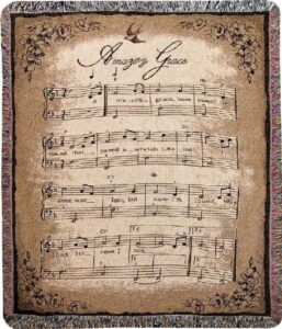 manual inspirational collection tapestry throw, amazing grace sheet music, 50 x 60-inch
