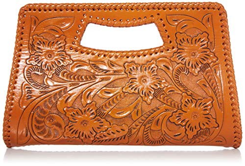 Mauzari Women's Hand Tooled Leather Clutch (Honey)