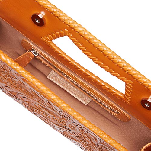 Mauzari Women's Hand Tooled Leather Clutch (Honey)