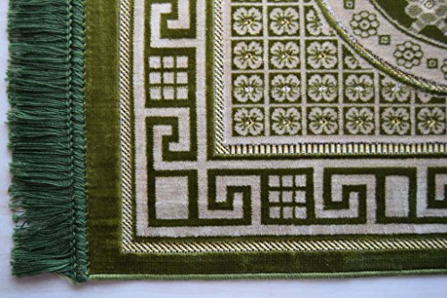 Interway Trading Prayer Rug Mat Carpet Permadani Permaidani Ramadan Eid Turkish Seccade Muslim Sajadah Namaz Janamaz Velvet Large Size (Green)