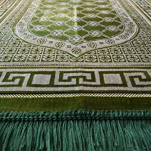 Interway Trading Prayer Rug Mat Carpet Permadani Permaidani Ramadan Eid Turkish Seccade Muslim Sajadah Namaz Janamaz Velvet Large Size (Green)