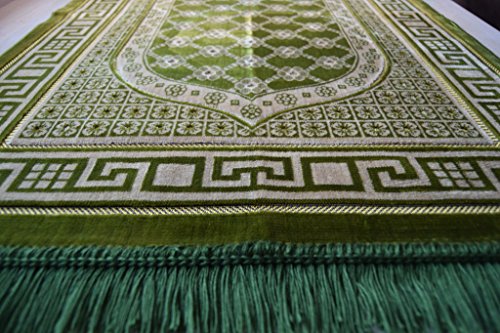 Interway Trading Prayer Rug Mat Carpet Permadani Permaidani Ramadan Eid Turkish Seccade Muslim Sajadah Namaz Janamaz Velvet Large Size (Green)