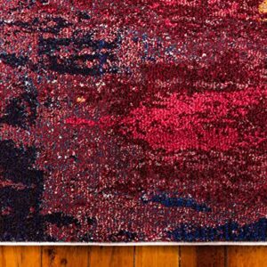 Unique Loom Estrella Collection Abstract, Rustic, Modern, Gradient, Distressed Area Rug (7' 0 x 10' 0 Rectangular, Pink/Navy Blue)