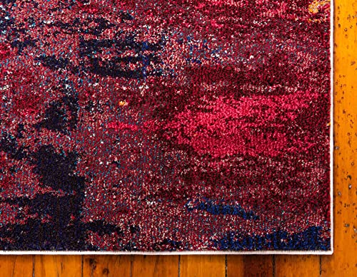 Unique Loom Estrella Collection Abstract, Rustic, Modern, Gradient, Distressed Area Rug (7' 0 x 10' 0 Rectangular, Pink/Navy Blue)