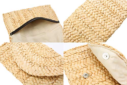 Obosoyo Women's Straw Clutch bags Handbag Straw Purse Envelope Bag Wallet Summer Beach Bag Woven Bag Purse Wallet