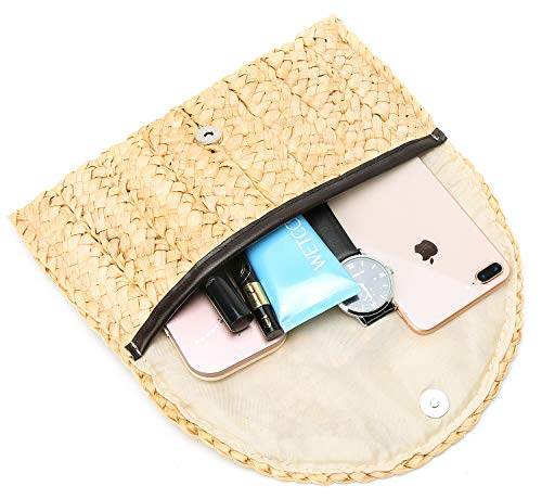 Obosoyo Women's Straw Clutch bags Handbag Straw Purse Envelope Bag Wallet Summer Beach Bag Woven Bag Purse Wallet