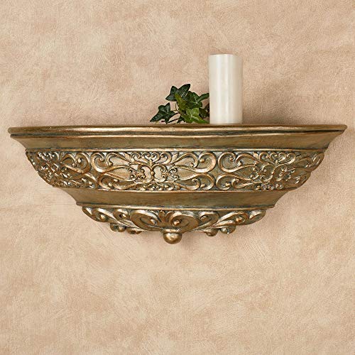 Touch of Class Laryssa Wall Shelf Champagne Gold - Painted by Hand - Traditional Style Decor for Bedroom, Living Room, Bathroom, Entryway, Hallway, Kitchen