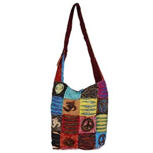 multicoloured hobo cotton sling cross body for men & women, messenger shoulder bag hippie boho bohemian bag for both men & women