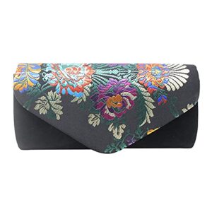 miss chow womens cute small flower embroidered silklike velvet clutch evening bag ethnic party handbag