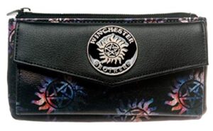 supernatural winchester bros top zip juniors womens hand purse clutch wallet