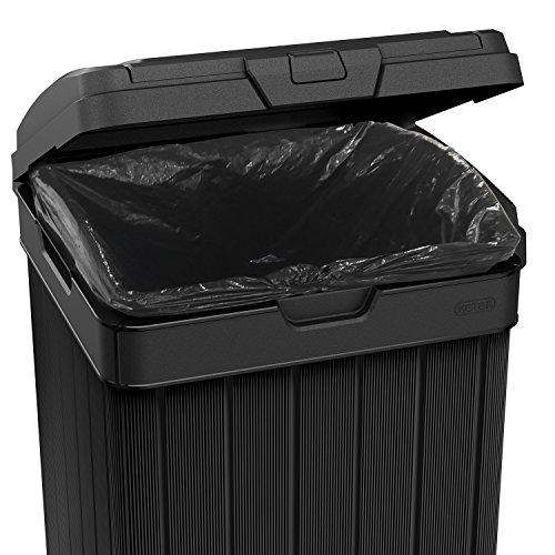 Keter Baltimore 38 Gallon Trash Can with Lid and Drip Tray for Easy Cleaning-Perfect for Patios, Kitchens, and Outdoor Entertaining, 38 Gallons, Black