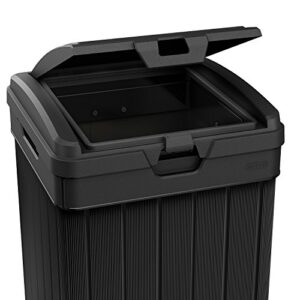 Keter Baltimore 38 Gallon Trash Can with Lid and Drip Tray for Easy Cleaning-Perfect for Patios, Kitchens, and Outdoor Entertaining, 38 Gallons, Black