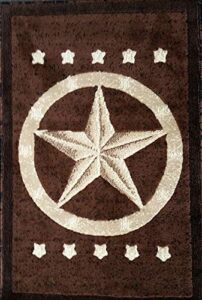 texas star door mat area rug dark brown carpet king americana design #5457 (2ft.x3ft.)