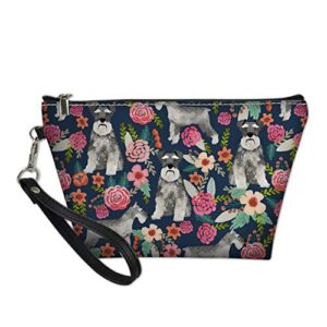 mumeson floral schnauzer pattern trapezoid make up bags clutch handbags