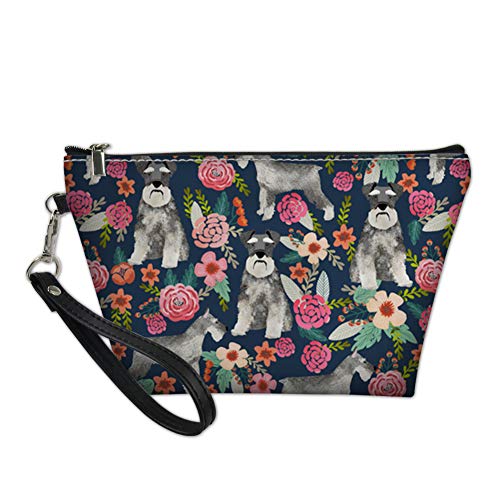 Mumeson Floral Schnauzer Pattern Trapezoid Make Up Bags Clutch Handbags