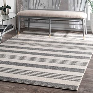 nuloom striped kelsi area rug, 7′ 10″ x 11′ 2″, grey