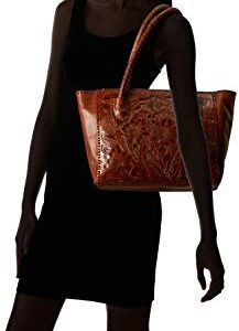 Mauzari Women's Leather Tote with Woven Handle (Koa)