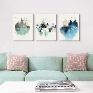 Abstract Mountain in Daytime Canvas Prints Wall Art Paintings Abstract Geometry Wall Artworks Pictures for Living Room Bedroom Decoration, 12x16 inch/piece, 3 Panels Home bathroom Wall decor posters