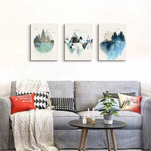 Abstract Mountain in Daytime Canvas Prints Wall Art Paintings Abstract Geometry Wall Artworks Pictures for Living Room Bedroom Decoration, 12x16 inch/piece, 3 Panels Home bathroom Wall decor posters