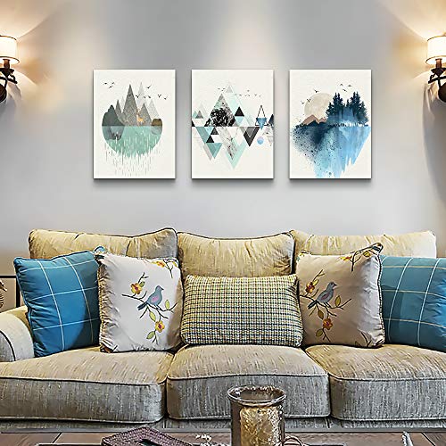 Abstract Mountain in Daytime Canvas Prints Wall Art Paintings Abstract Geometry Wall Artworks Pictures for Living Room Bedroom Decoration, 12x16 inch/piece, 3 Panels Home bathroom Wall decor posters