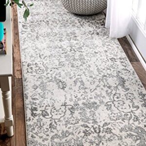 nuLOOM Floral Damask Rosemary Runner Rug, 2' 8" x 8', Grey