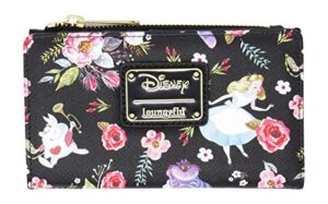 loungefly x disney alice in wonderland floral print faux leather, wallet