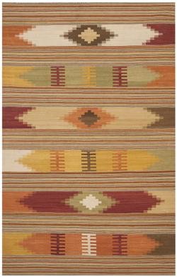 SAFAVIEH Kilim Collection 3' x 5' Red / Multi NVK177A Handmade Southwestern Tribal Wool Area Rug