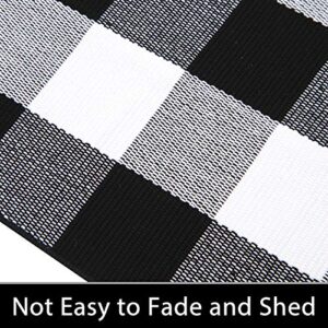 SHACOS Buffalo Plaid Rug 3'x5' Indoor Outdoor Black and White Buffalo Check Rug Front Porch Rug Plaid Door Mat Woven Cotton Area Rug Throw Plaid Rug for Kitchen Living Room Washable