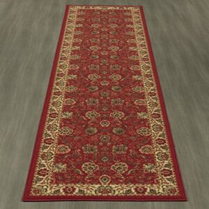 Ottomanson Ottohome Oriental Design OTH2130 Merge Collection, 2'7" x 9'10", Red-Legacy, 9 Foot