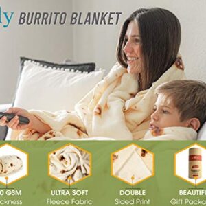 ezly (80" Burrito Tortilla Taco Blanket, Incredibly Soft, Premium Double Sided Wrap Microfiber Fleece Throw, Food Blanket for Adults, Kids