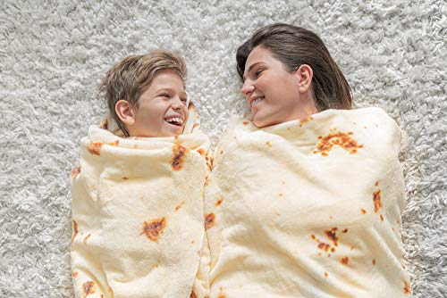 ezly (80" Burrito Tortilla Taco Blanket, Incredibly Soft, Premium Double Sided Wrap Microfiber Fleece Throw, Food Blanket for Adults, Kids