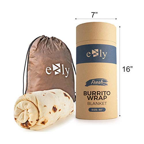 ezly (80" Burrito Tortilla Taco Blanket, Incredibly Soft, Premium Double Sided Wrap Microfiber Fleece Throw, Food Blanket for Adults, Kids