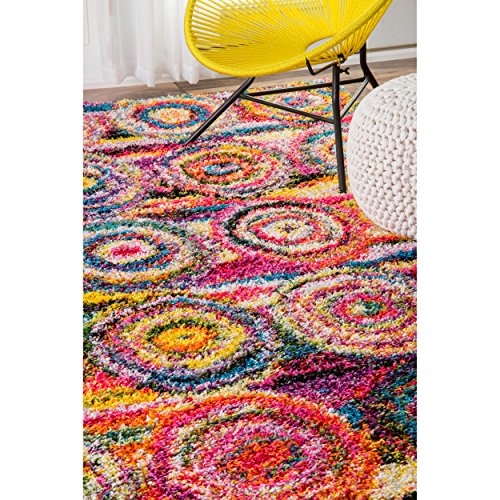 nuLOOM Kindra Bohemian Circles Shag Area Rug, 4' x 6', Multi