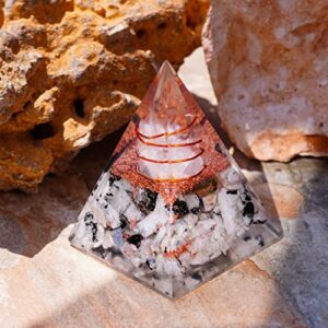 New Inspirational Orgonite Pyramid for Success | Rainbow Moonstone Orgone Pyramid for Anti-stress - Calmness – Growth – Strength – Healing Crystal Gemstone Pyramid