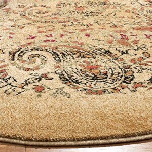 SAFAVIEH Lyndhurst Collection 4' Round Beige / Multi LNH224A Traditional Paisley Non-Shedding Dining Room Entryway Foyer Living Room Bedroom Area Rug