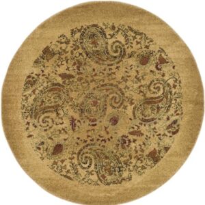 SAFAVIEH Lyndhurst Collection 4' Round Beige / Multi LNH224A Traditional Paisley Non-Shedding Dining Room Entryway Foyer Living Room Bedroom Area Rug