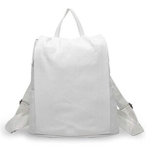 classic genuine leather fashion women backpack quality more pockets daily schoolbag knapsack rucksack white