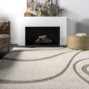 nuLOOM Carolyn Cozy Soft & Plush Shag Area Rug, 5 ft 3 in, Cream