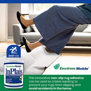 ENVIRONMOLDS New InPlais Non-Slip Area Rug Backing (32 oz.) Fabric & Floor Safe Latex Layer | Kitchen, Bathroom, Hallway, Living Room…