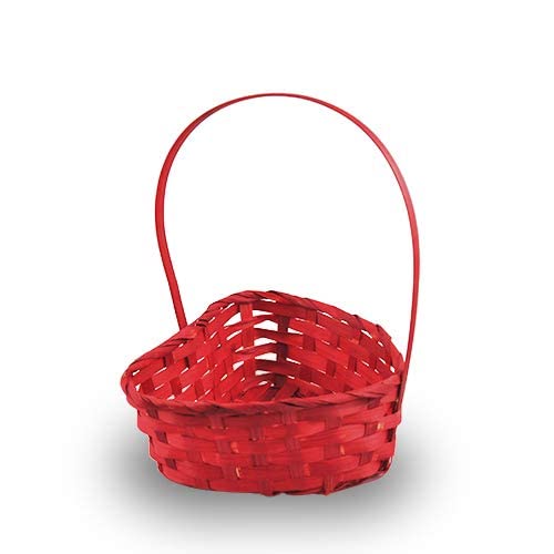 The Lucky Clover Trading Red Heart Shaped Bamboo Handle Basket-6in Basket