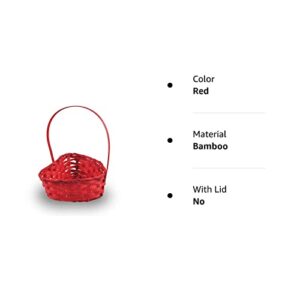 The Lucky Clover Trading Red Heart Shaped Bamboo Handle Basket-6in Basket