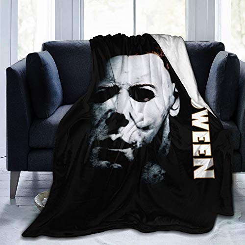 Hallo-ween Mic-hael My-ers Ultra-Soft Warm Micro Fleece Throw Blanket Sherpa Plush Fleece Wearable Throw Blankets for Bed Couch Living Room (50"x40" inch)